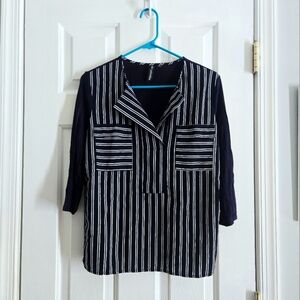 Navy and White Small Zoe + Phoebe Striped Blouse